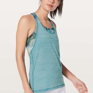 Lululemon Twist &Toil Tank Heathered Teal Blue Sun Dazed Multi Blue Size4